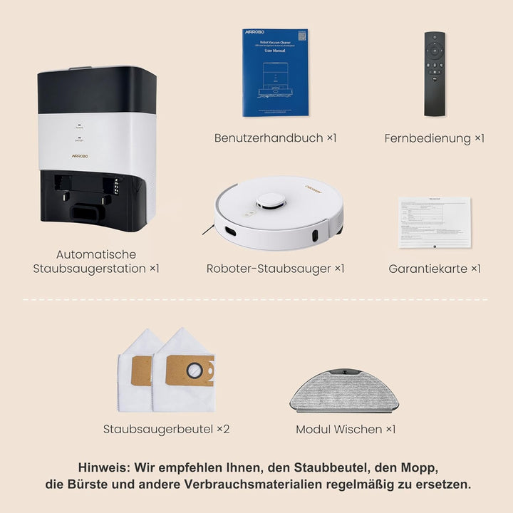 AIRROBO GT21 Saugroboter mit Wischfunktion, 3.5L Staubsauger Roboter mit Absaugstation, 180Min Laufz