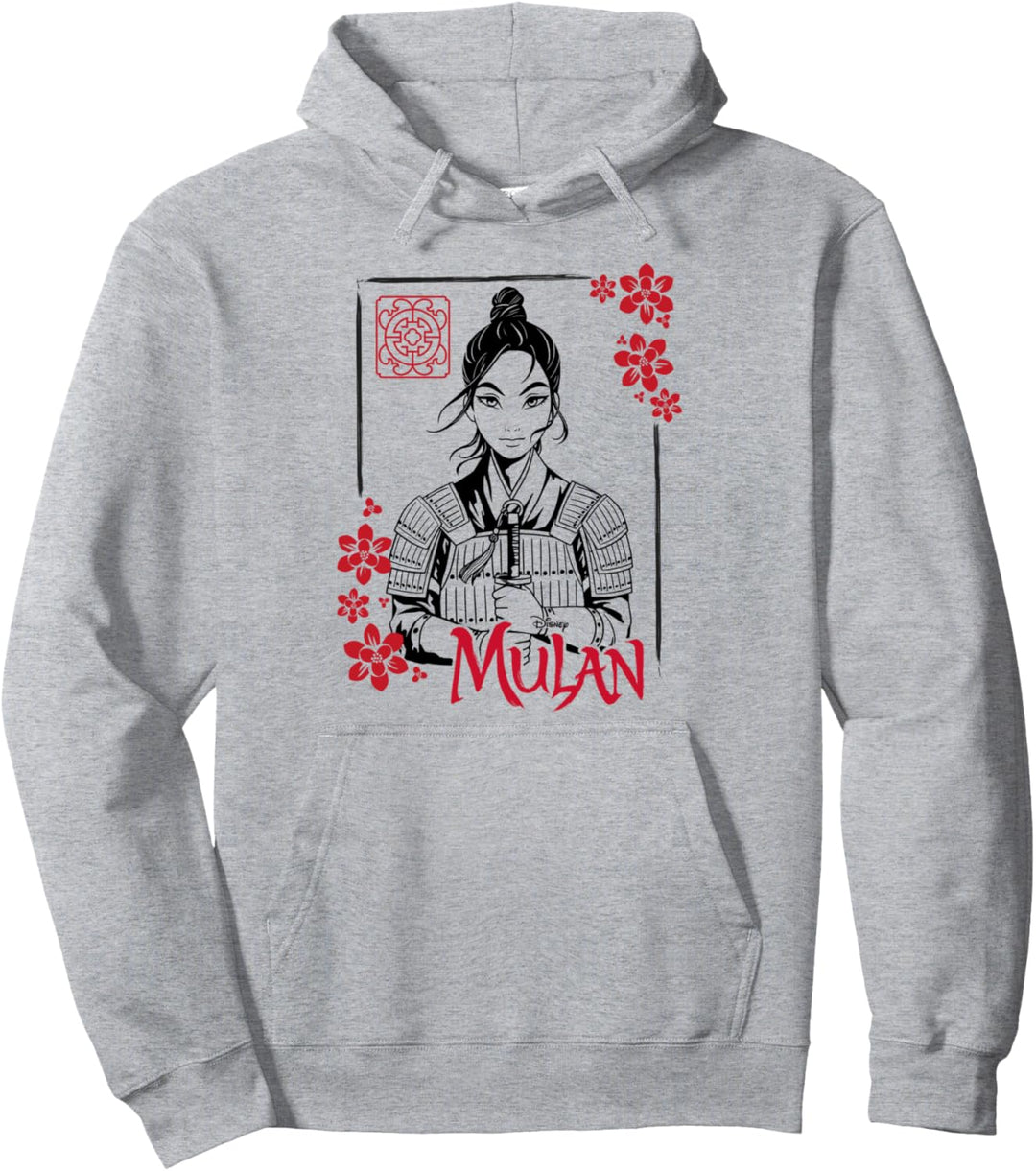 Disney Mulan Live Action Mulan Floral Ink Portrait Pullover Hoodie