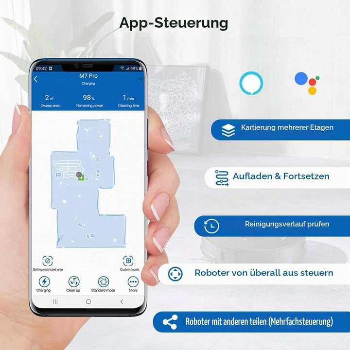 Proscenic M7 PRO WLAN Saugroboter, Staubsauger Roboter mit Laser-Navigation, App- und Alexa Steuerun