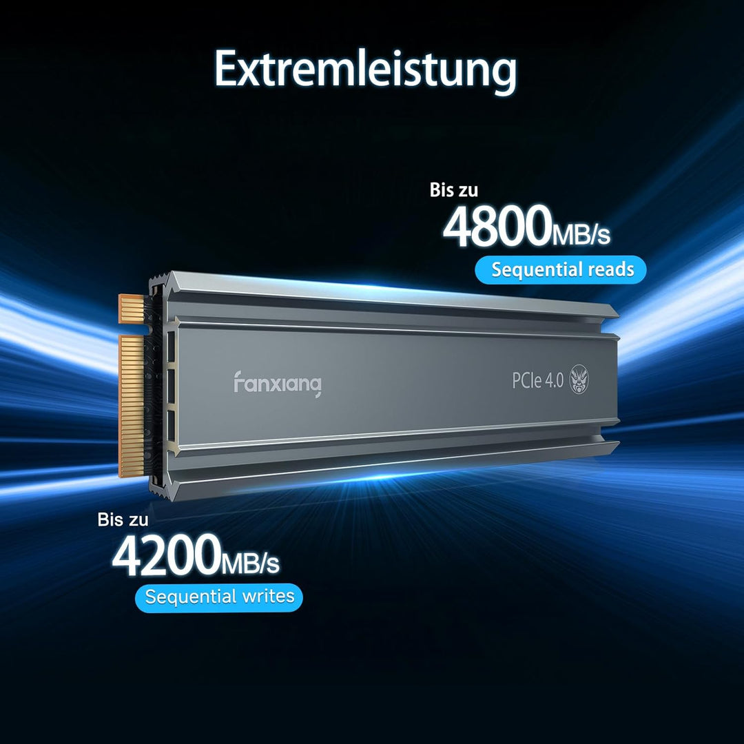 fanxiang S660 2TB PCIe 4.0 NVMe SSD M.2 2280 interne Solid State Drive - mit Heatsink, bis zu 4800 M