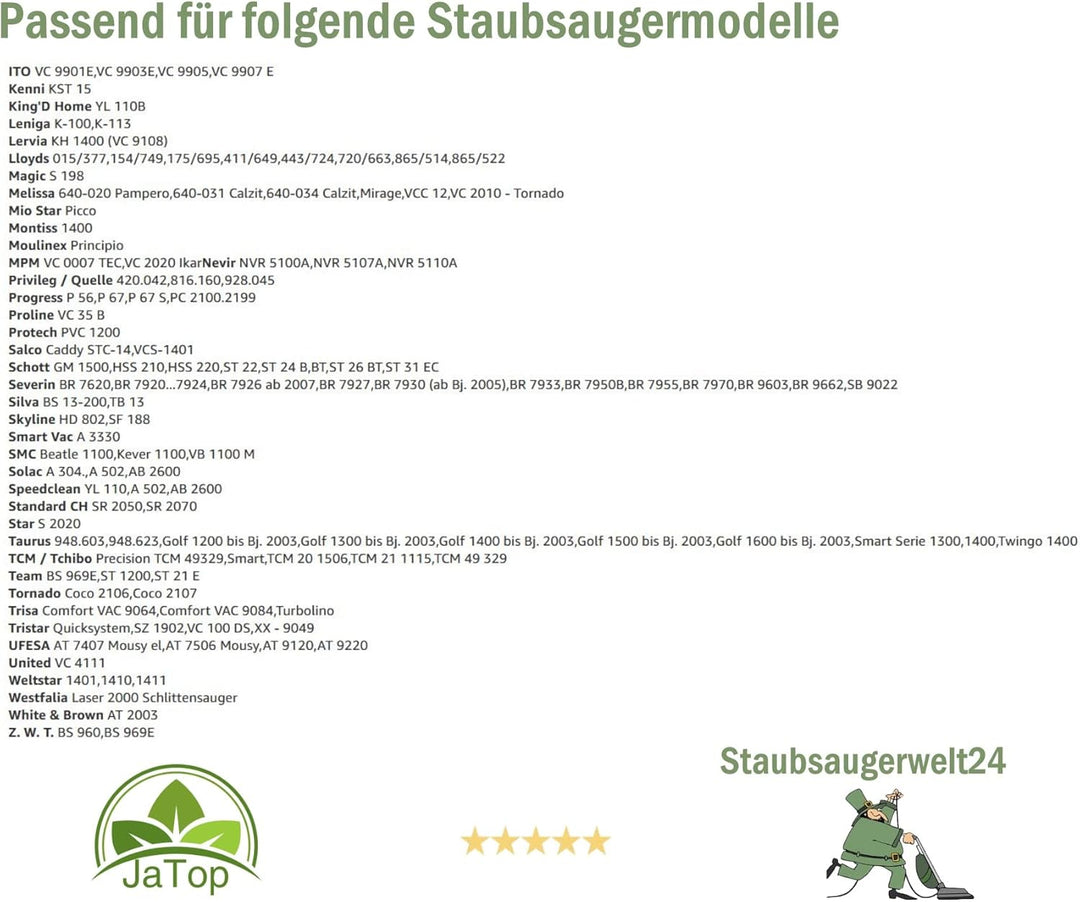 20 Staubsaugerbeutel kompatibel mit Swirl Y298, geeignet für Hit Company BS 1300, Turbo Dusty, Team
