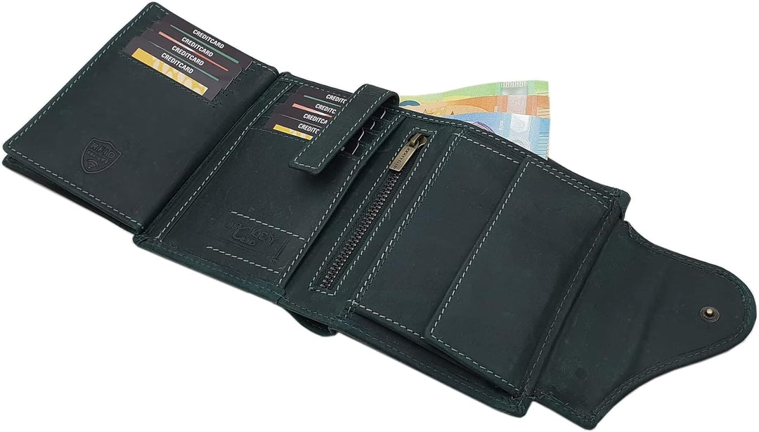 myledershop Vollrindleder Damen Hochformat Geldbörse/Geldbeutel/Portemonnaie mit Aussenriegel und RF