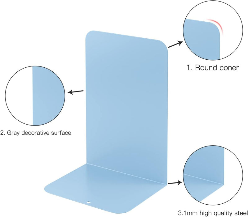 MSDADA Buchstützen aus Metall L, 102x203x135mm, 4 Paar CD Buchständer Kinder, Bücherregal für Schule