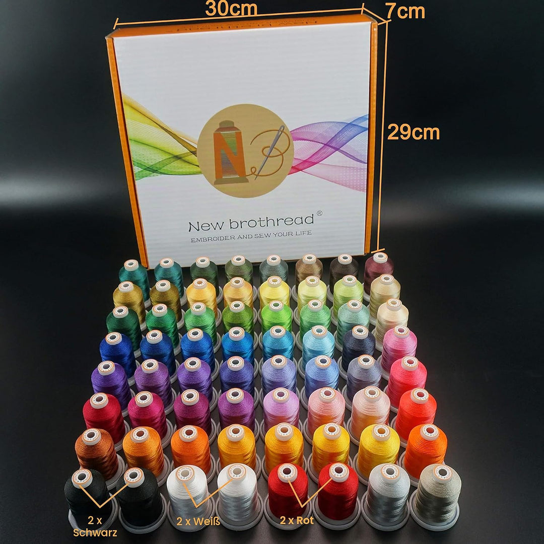 New brothread 64 Spulen 1000M (1100Y) Polyester Maschinen Stickgarn für professionelle Stickereien E
