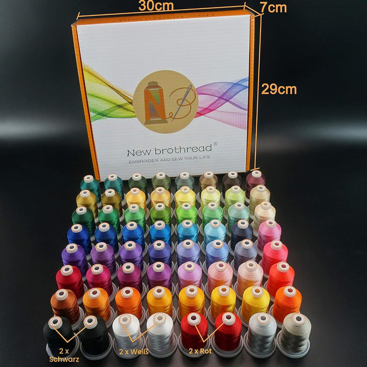 New brothread 64 Spulen 1000M (1100Y) Polyester Maschinen Stickgarn für professionelle Stickereien E