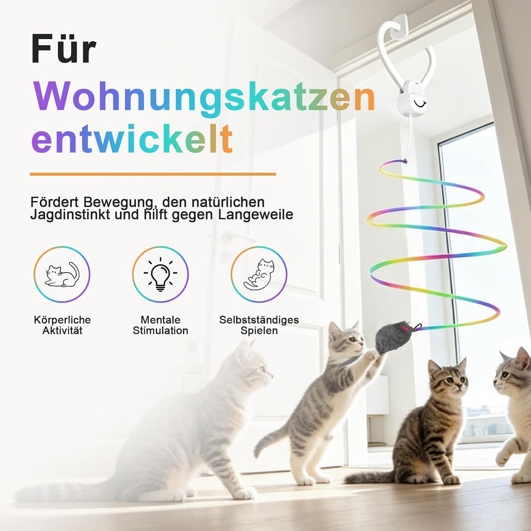 Interaktives Katzenspielzeug für Türrahmen, Automatisches Elektrisches Angelspielzeug mit 3 Ersatzan