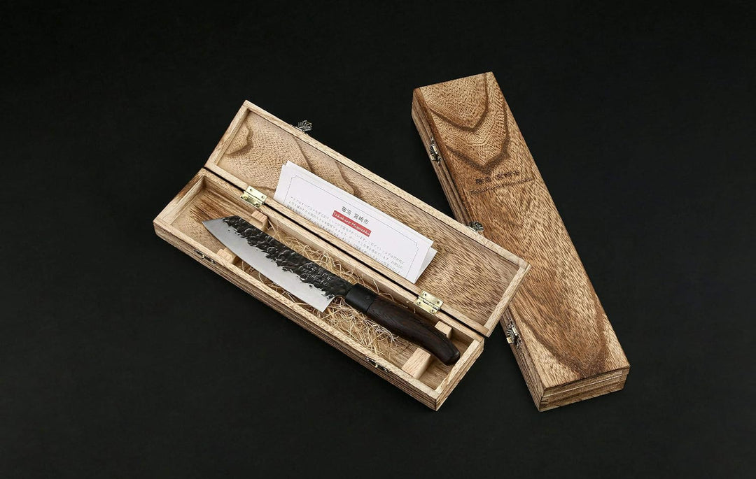 Miyazaki Santoku bocho Okii - Wenge,handgeschmiedet- 7” Santoku Messer, Miyazaki Santoku bocho Okii