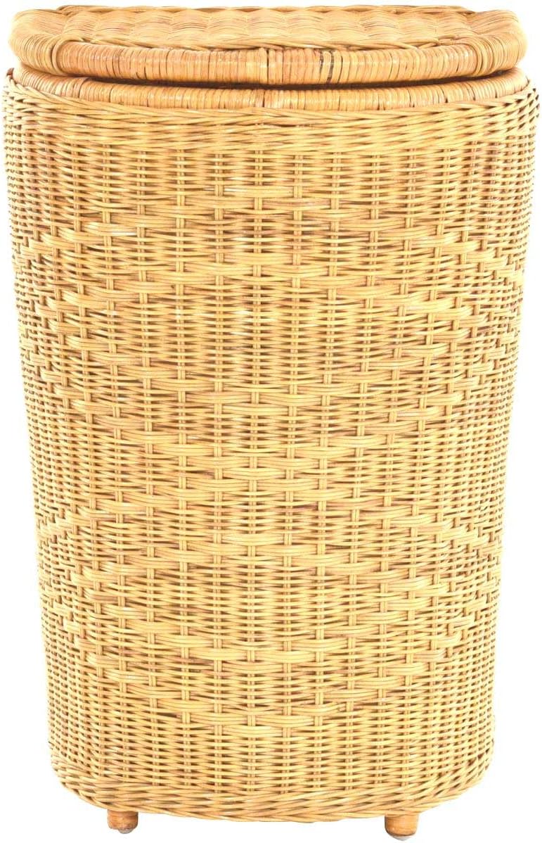 Edle Rattan Wäschetonne Wäschekorb mit Deckel Korb Aufbewahrung für Wäsche mit Inlett Wäschesammler