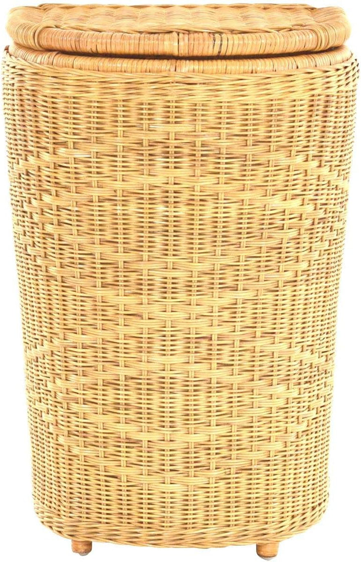 Edle Rattan Wäschetonne Wäschekorb mit Deckel Korb Aufbewahrung für Wäsche mit Inlett Wäschesammler