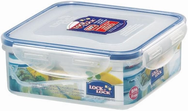 Lock & Lock Frischhaltedose, Vorratsbox, 870 ml, quadratisch, transparent, 6 Stück, 155 x 155 x 60 m