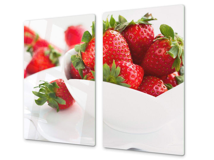 Küchenbrett aus Hartglas und Induktionskochplattenabdeckung – Schneideplatten SINGLE mit 60 x 52 cm