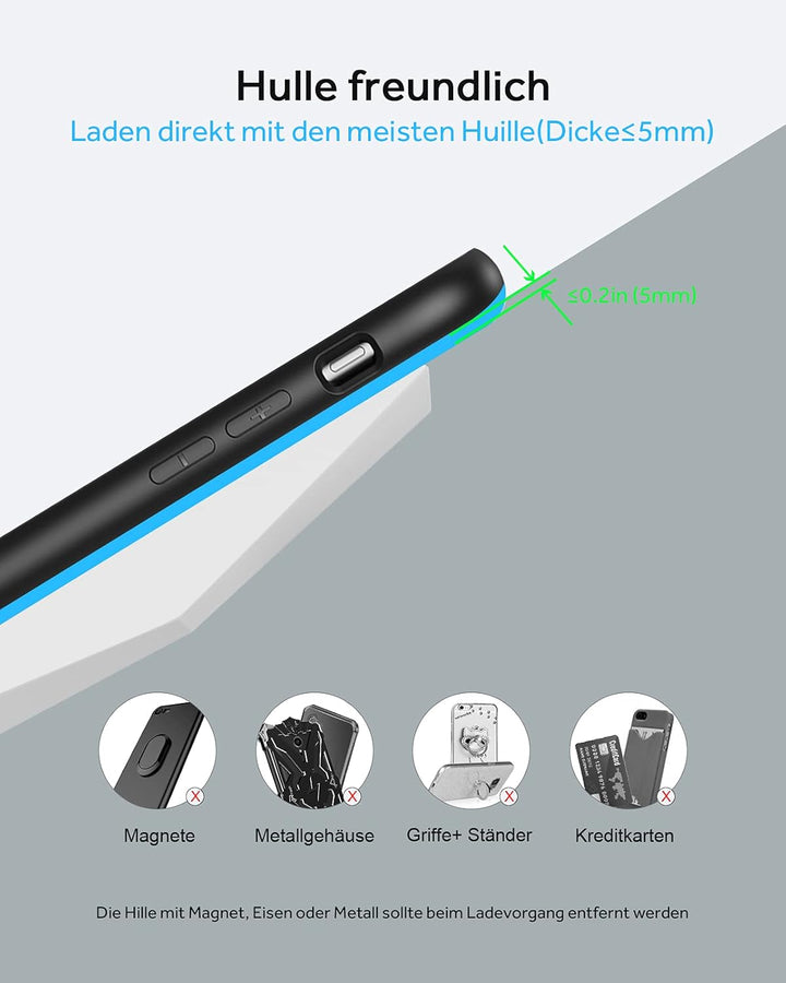 NANAMI Wireless Charger mit 30W USB-C Ladegerät - 2 in 1 Induktive Ladeständer mit Anschluss, Qi Kab