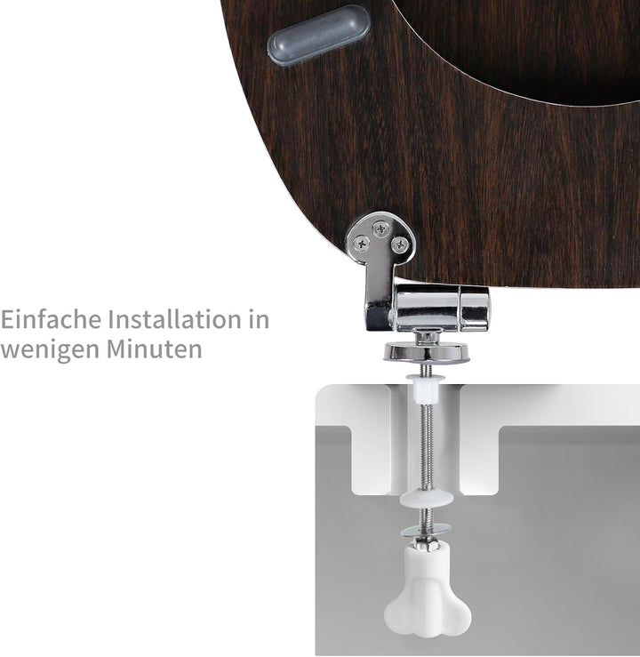 WC Sitz mit Absenkautomatik, Toilettendeckel aus MDF Holz, Toilettensitz mit Holzoptik-Furnier (Dunk