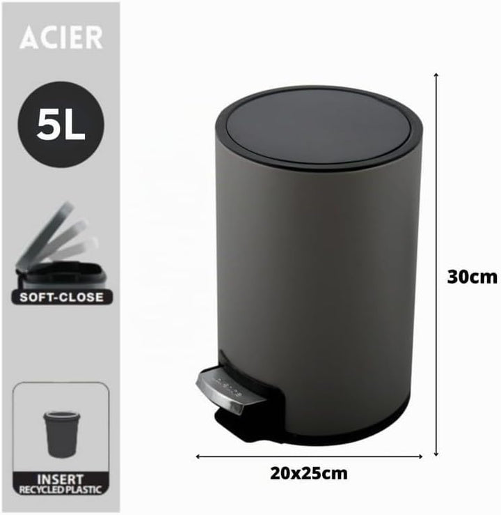 Spirella Kosmetikeimer 3 Liter Edelstahl mit Absenkautomatik und Inneneimer Riku Badezimmer Mülleime