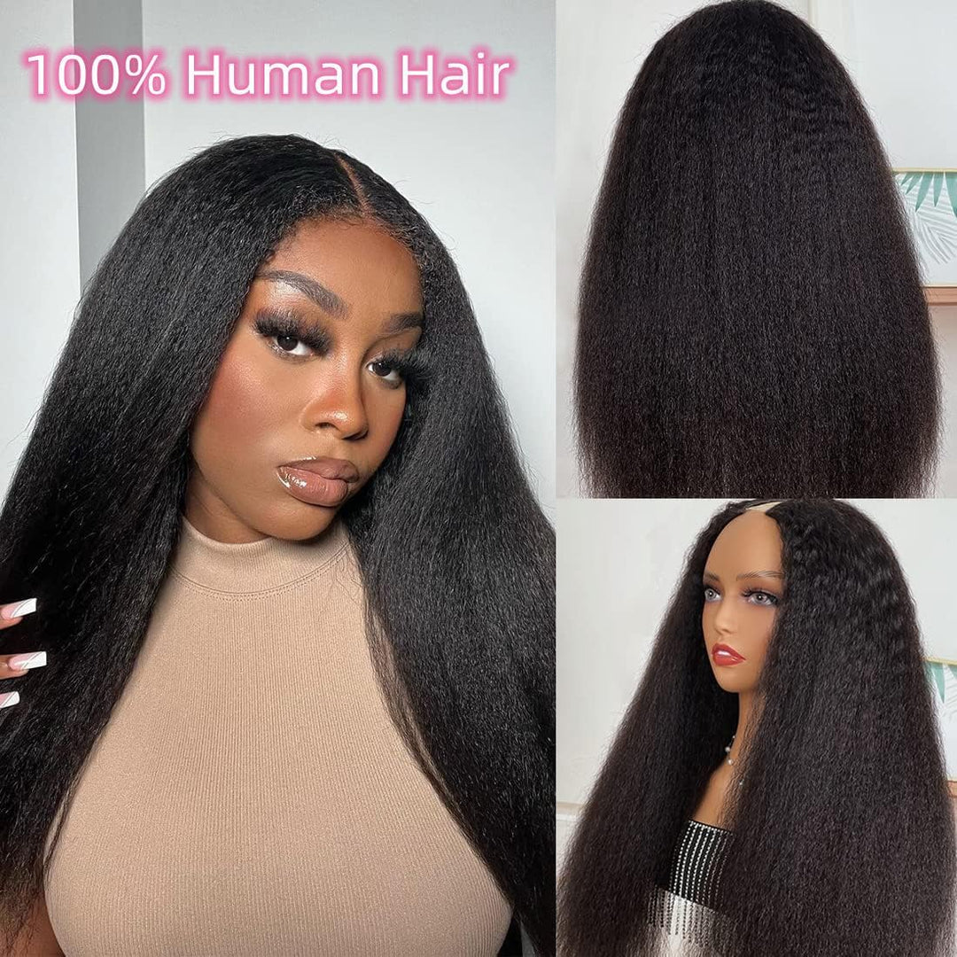 Echthaar Perücke V Part Wig Kinky Straight Human Hair No Leave Out Glueless Wigs Human Hair Pre Pluc
