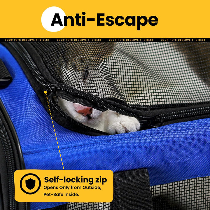 Conlun Katzentransportbox,Weiche Katzentransporttasche mit 4-seitigem Netz, Flugzeugtaugliche Katzen
