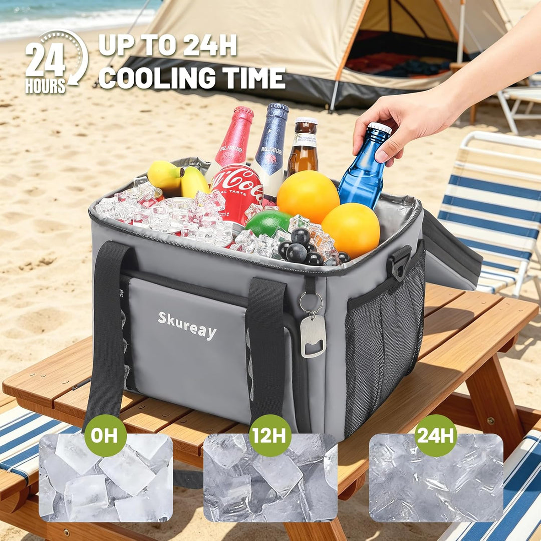 Grosse, erweiterbare Kühltasche aus weichem Material, doppelstöckige Lunchtasche für Damen und Herre