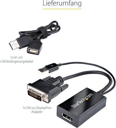 StarTech.com DVI auf DisplayPort Adapter mit USB Power - DVI-D zu DP Video Adapter - DVI zu DisplayP