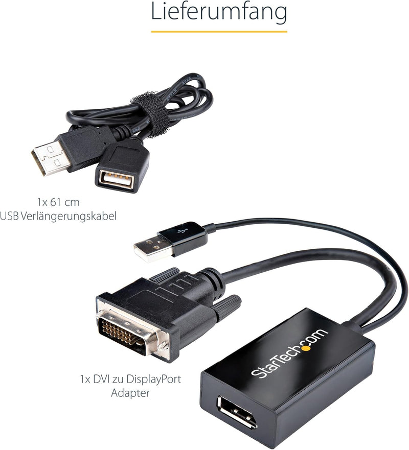 StarTech.com DVI auf DisplayPort Adapter mit USB Power - DVI-D zu DP Video Adapter - DVI zu DisplayP