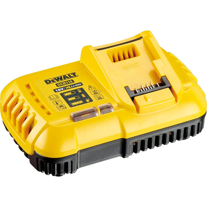 Dewalt System-Schnellladegerät DCB118 (für alle 18V &amp; 54V XR Akkus, 2-Stufen Ladeprozess, LED-Anzeig