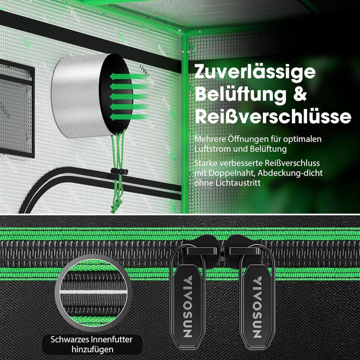 Premium Growzelt Komplettset mit Grow Zubehöre, High-Tech Growing Tent Kit mit Smart-Controller, Vol