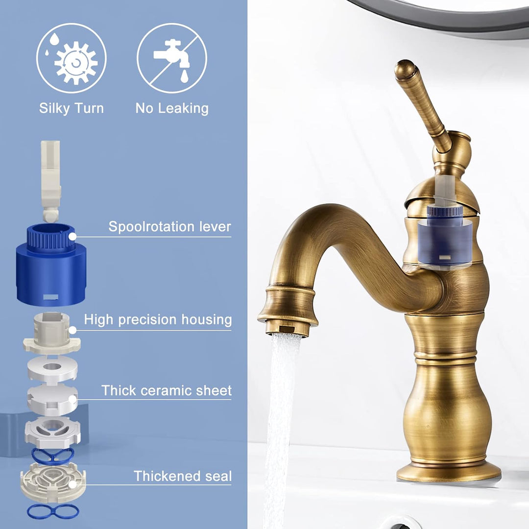 kisimixer Wasserhahn Bad Antik Bronze, 360° Schwenkbar Armatur Waschbecken für Bad, Einhebel Mischba