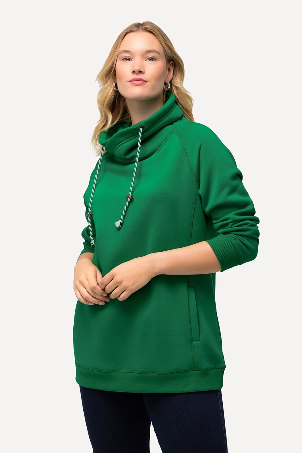 Ulla Popken Damen Grosse Grössen, Sweatshirt Sweatshirt (1er Pack) 46-48 Smaragdgrün, 46-48 Smaragdg