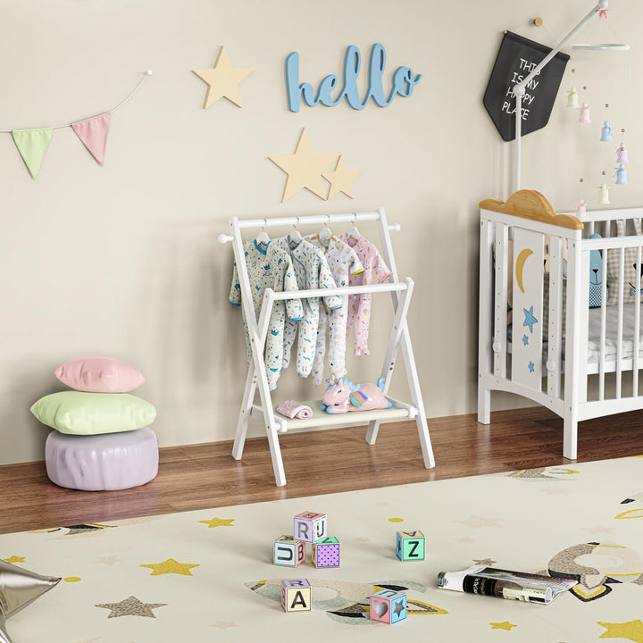 BAMBOOHOMIE Baby-Kleiderständer für Babyshower, Haustiere und Puppen, Baby-Kleiderständer mit Ablage