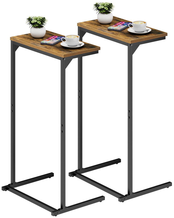 TUTOTAK C-förmiger Beistelltisch, 2er-Set, Kleiner Endtisch, 28,7 Zoll hoher Couch-Sofa-Tisch, Wohnz