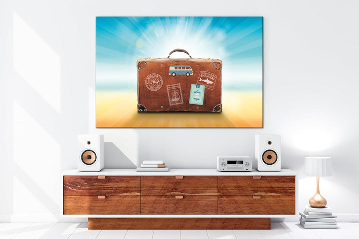 deyoli Reisekoffer aus Leder Format: 80x60 als Leinwandbild, Motiv fertig gerahmt auf Echtholzrahmen