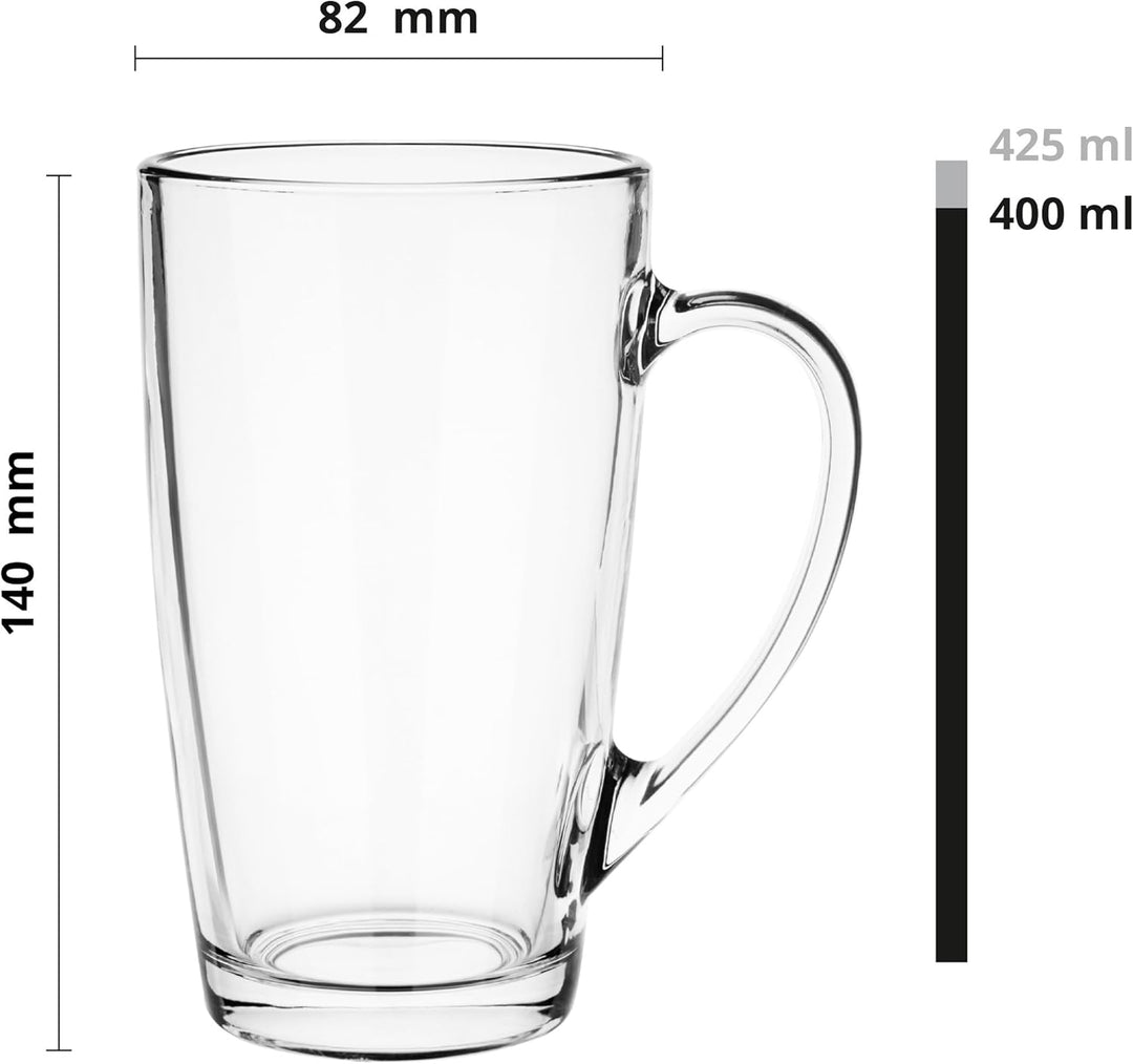 Glasmark Krosno Latte Macchiato Gläser Cappuccino 6er Set Teegläser- Mit Henkel Dessertgläser Wasser