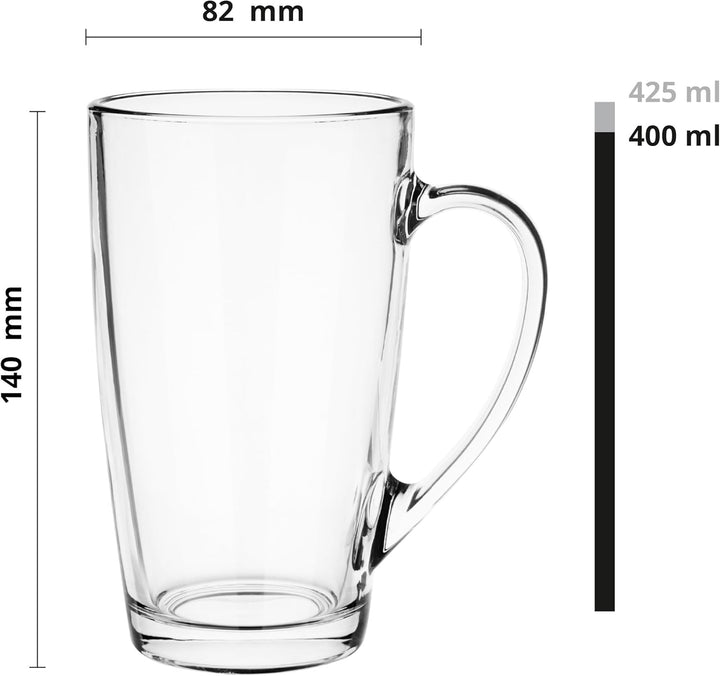 Glasmark Krosno Latte Macchiato Gläser Cappuccino 6er Set Teegläser- Mit Henkel Dessertgläser Wasser
