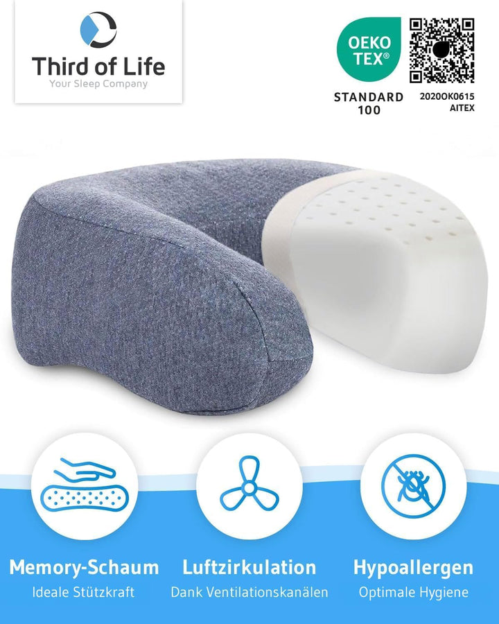 Nackenkissen ANDAR Quick-Dry | Ergonomisches Reise-Kissen mit schnell trocknendem Bezug & Memory-Foa
