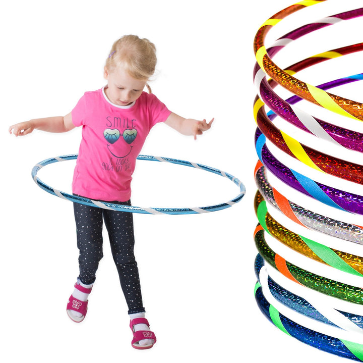 Funny Kinder Hula Hoop Reifen mit Hologramm-Muster Ø60cm Hologramm-Turquoise-Weiss, Ø60cm Hologramm-