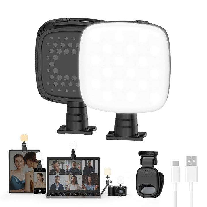 Smiling Shark Foto Licht Klein, Tragbar Selfie Licht mit Clip Wiederaufladbar CRI 90+ 9 Beleuchtungs