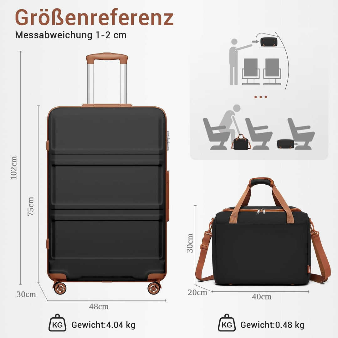KONO Koffer Trolley Handgepäck-Kofferset 2 Teilig gepäck-sets, Koffer gross 74cm mit Rollen TSA-Schl