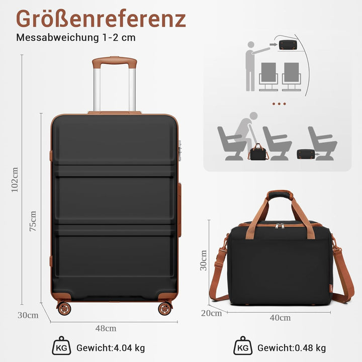KONO Koffer Trolley Handgepäck-Kofferset 2 Teilig gepäck-sets, Koffer gross 74cm mit Rollen TSA-Schl