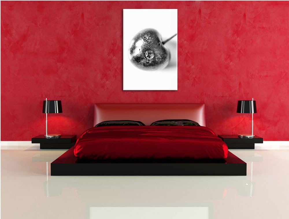Monocrome, kleine Kirsche, Format: 100x70 auf Leinwand, XXL riesige Bilder fertig gerahmt mit Keilra