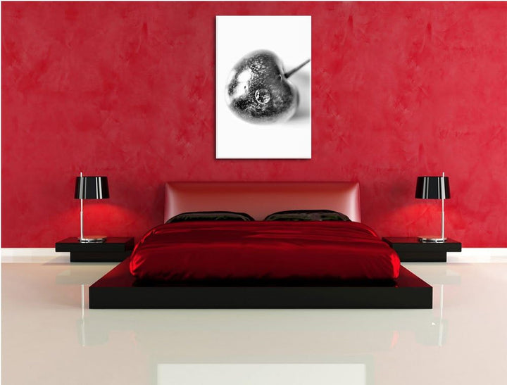 Monocrome, kleine Kirsche, Format: 100x70 auf Leinwand, XXL riesige Bilder fertig gerahmt mit Keilra