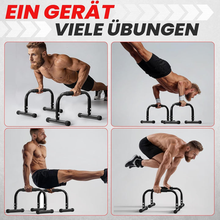 FUNFLEX Handstand Barren, Parallettes Liegestützgriffe aus Stahl – Rutschfeste Push-Up Bars, Dips &
