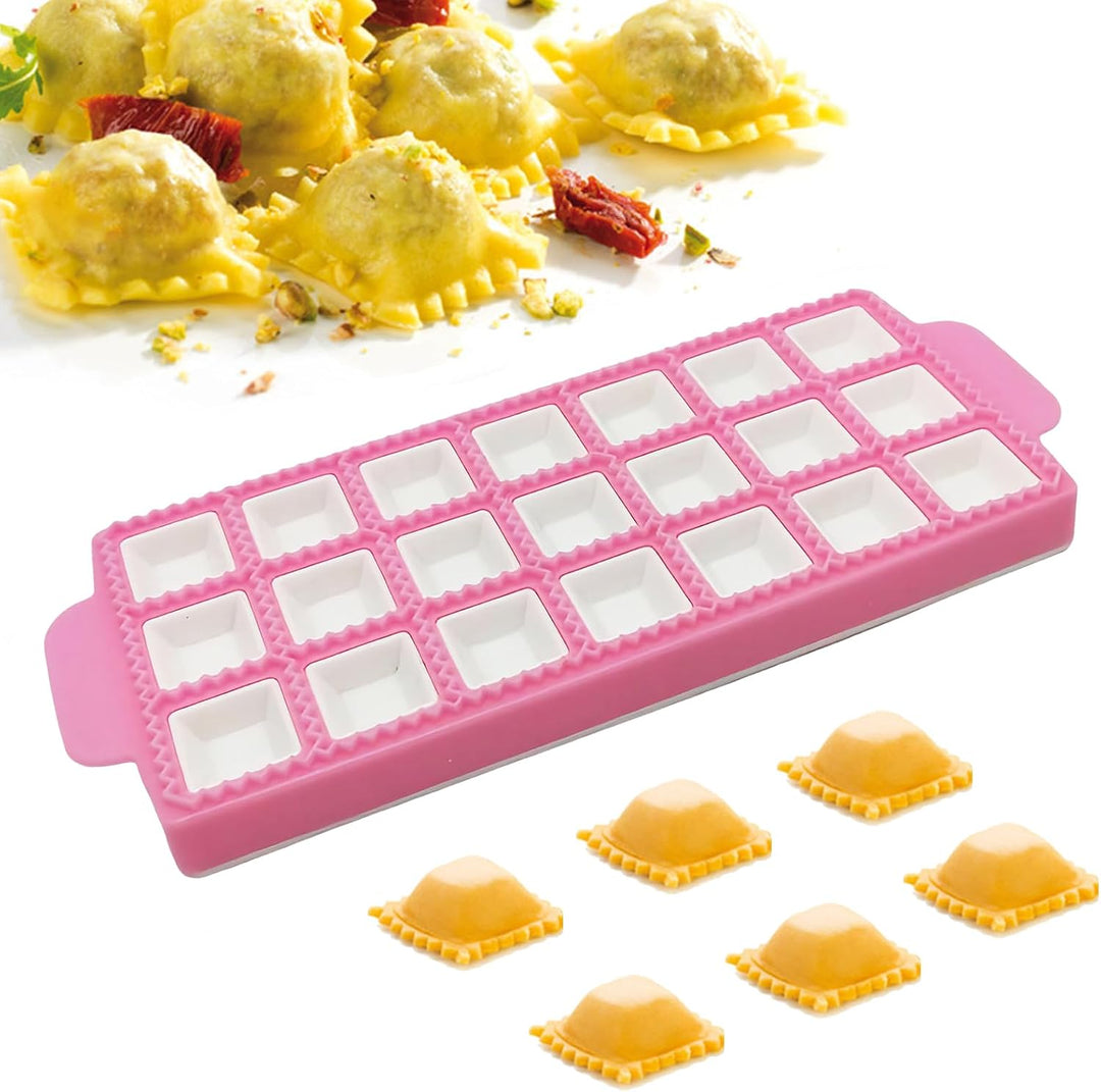 Form Ravioli, 2 Stück, quadratisch und rund, 21 Plätze, Gelb | Kunststoff, wiederverwendbar, leicht