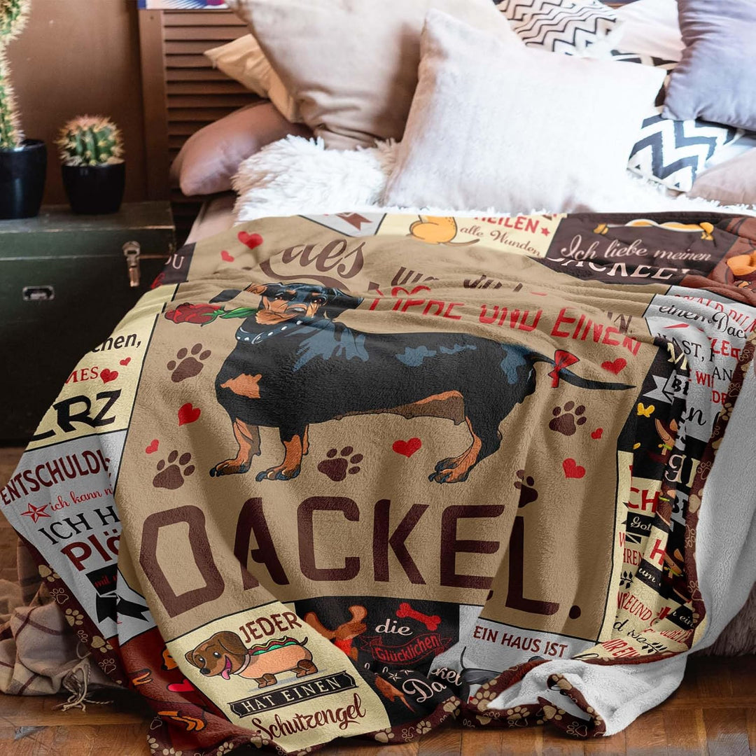 Dackel Geschenke, DackelGeschenk für Frauen Männer, Rauhhaardackel Geschenk, Dackel Decke Kuscheldec