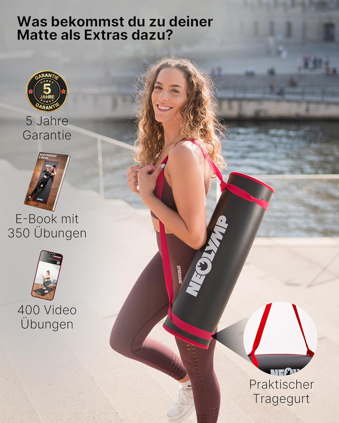 NEOLYMP Fitnessmatte Schwarz – Extra Dicke Fitnessmatte für einen multifunktionalen Einsatz egal Ind