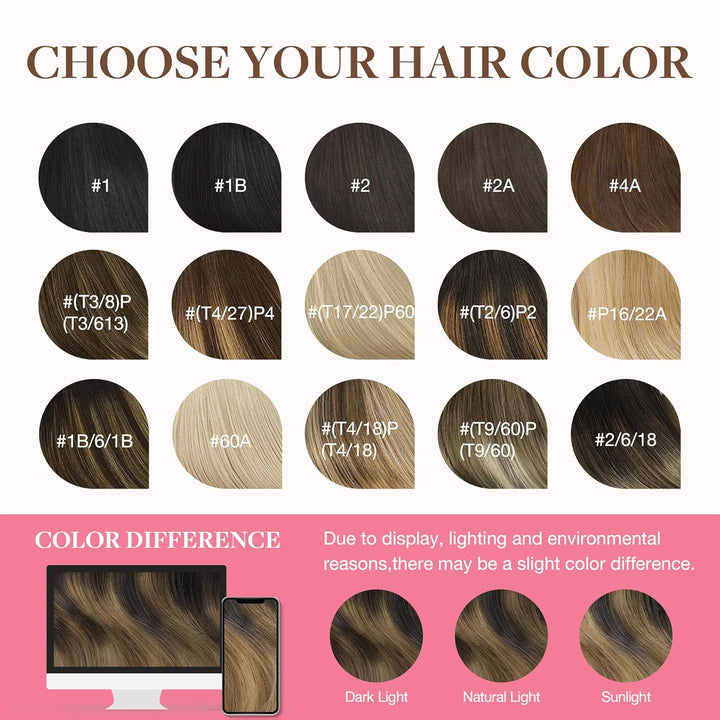 GOO GOO Echthaar Extensions Clip, 35cm 14 Zoll 120g 7 Stück Dunkelbraun bis Schmutzig Blond Clip in