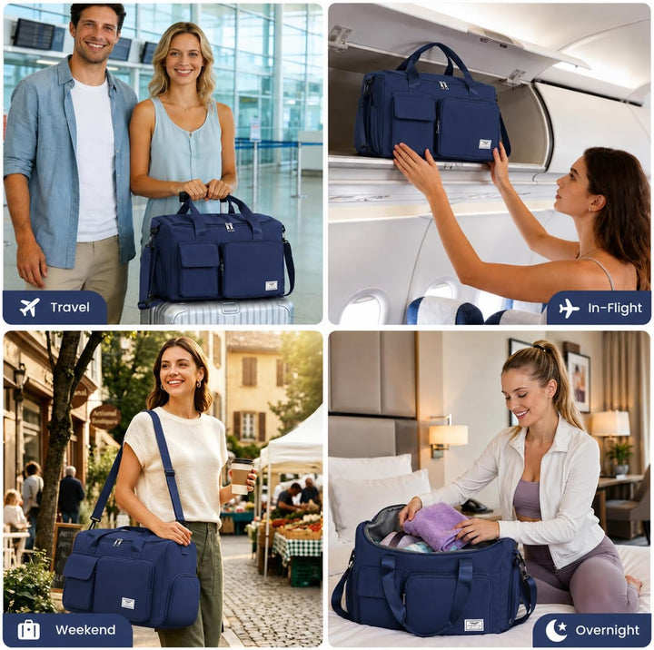 FIORETTO 35L Damen Sporttasche Faltbare Reisetasche mit Schuhfach und Nassfach, Wasserabweisende Wee
