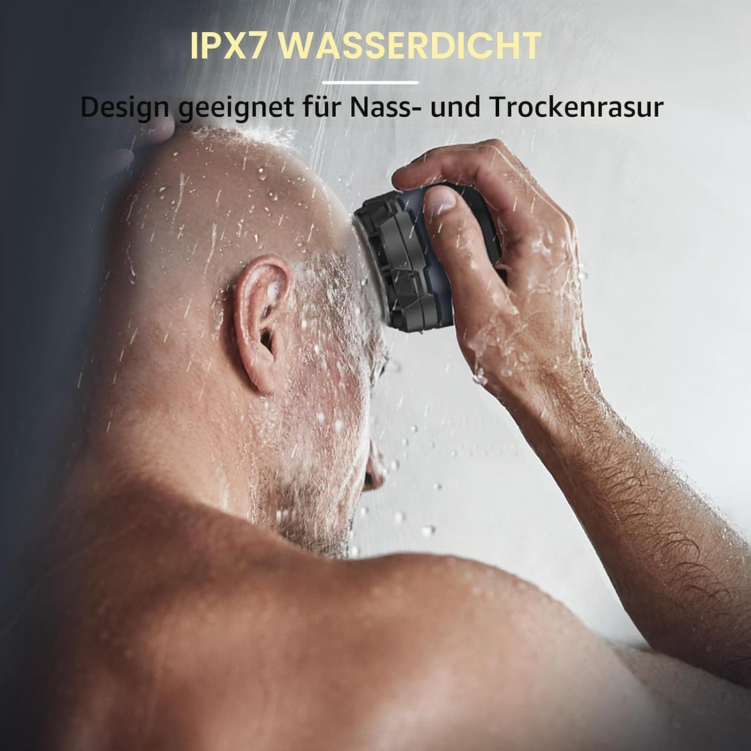 Glatzen Rasierer Herren elektrisch, Kibiy Kopfrasierer für Glatze, IPX7 Wasserdichter Kopfrasierer f