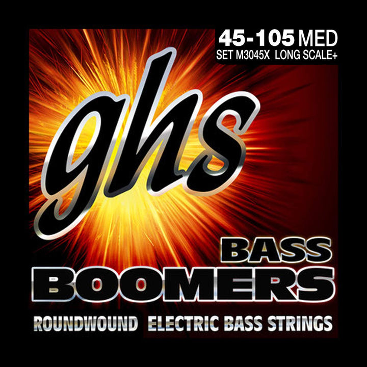 GHS Bass Boomers - ML3045X - Bass String Set, 4-String, Medium Light, .045-.100, Extra Long Scale
