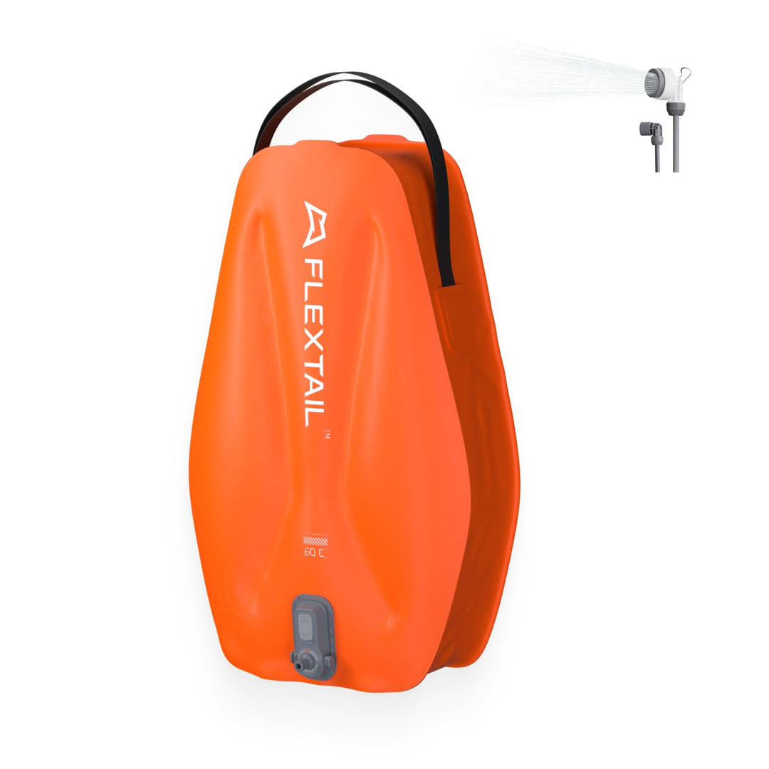 FLEXTAILGEAR Tragbare Campingdusche 20L mit integrierter Elektropumpe, 2500mAh Akku, 2 Geschwindigke