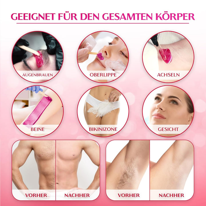 Dermawax Vegan Hartwachs Waxing Perlen zur Haarentfernung Brazilian Waxing Gesicht Intim Beine Bikin