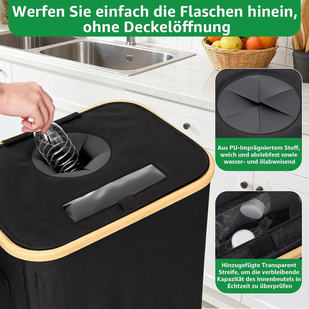 GARPROVM 100L Pfandflaschen Sammelbehälter, Flaschensammler mit Öffnung Sichtfenster 2 Wiederverwend
